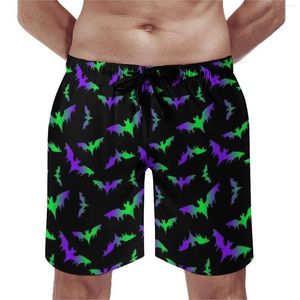 Pantalones cortos para hombre, tablero con estampado de murciélagos de neón, bañadores de calidad con animales bonitos para playa, tallas grandes