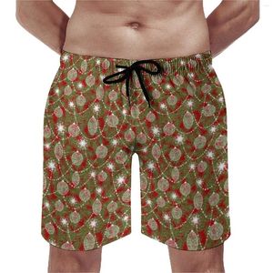 Short d'été pour hommes, planche d'été, arbre de noël, vacances de surf, imprimé graphique, pantalon court de plage hawaïen, maillot de bain à séchage rapide, grande taille