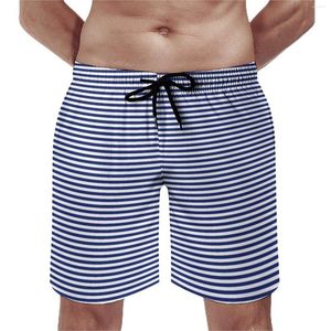 Short d'été pour hommes, ligne bleu marine et blanc, vêtements de sport, motif à rayures, pantalon court décontracté, séchage rapide, maillot de bain, grande taille