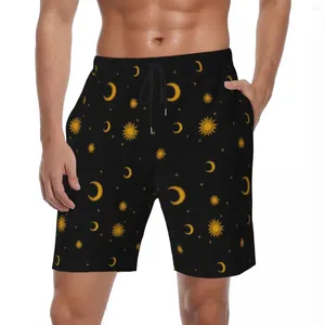 Shorts pour hommes Summer Gym Male Retro Symbole Sports Fitness Gold Sun et Moon Custom DIY Beach Hawaii Maillot de bain à séchage rapide