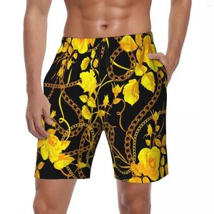 Shorts pour hommes Summer Gym Hommes Gold Chain Running Surf Floral Print Custom Board Pantalon court Mode Confortable Maillot de bain Plus Taille