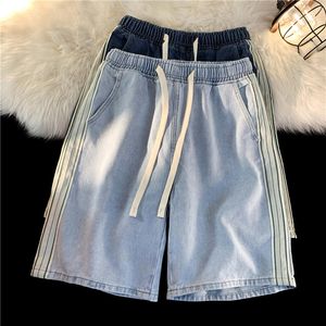 Shorts pour hommes été robe pour hommes Short en jean décontracté mode coréenne ruban bleu contraste poche Shorts hommes Jeans 230412