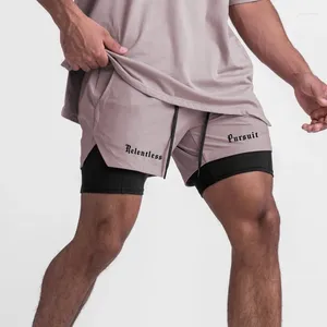 Shorts pour hommes Sports d'été Fitness 2-en-1 Séchage rapide Pantalon de plage respirant Entraînement Basketball