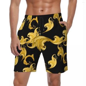 Pantanos cortos para hombres trajes de baño barroco tablero de hojas de verano florales lindas playa hawaii pantalones cortos hombres sportswear