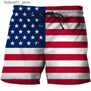 Shorts pour hommes USA UK drapeau national graphique hommes conseil Shorts 3D imprimé pantalon court décontracté Hawaii Surf maillot de bain Bikini Sunny Beach maillot de bain Q240229