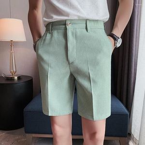 Shorts pour hommes motif gaufré pour hommes mode coréenne Streetwear couleur unie travail été respirer frais confort marque courte