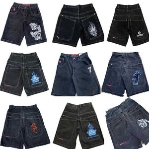 Shorts masculins Y2K rétro Gothic Modèle imprimé JNCO Denim Shorts 2000 Sac Hip Hop Summer Summer Mens Beach Jeans JORTS Gym Shorts J240409