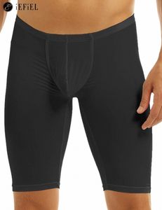 Hombres Silky Compri Base Layer Yoga Capris Bulge Bolsa Gimnasio Deportes Pantalones cortos atléticos Medias Swim Trunks Calzoncillos I3cm #