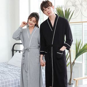 Vêtements de nuit pour hommes Black Lovers Robe Coton Mode Homewear Hommes Solide Fibre De Bambou Peignoir Doux Dames Casual Sleeprobe Lâche Kimono