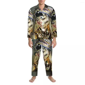 Vêtements de nuit pour hommes Jibaro Love Death Robots Pyjama Ensembles Science Fiction Chaud Hommes Manches Longues Lâche Maison 2 Pièces Vêtements De Nuit Grande Taille