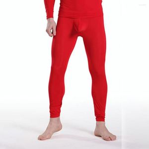 Ropa de dormir para hombre, pijama para hombre, mallas transparentes de seda helada, calzoncillos largos ajustados para ejercicio, ropa de hogar elástica para hombre