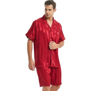 Men's Sleepwear Mens Silk Satin Short Pajamas Set Pajama Pyjamas Set Sleepwear Set S M L XL 2XL 3XL 4XL 231011