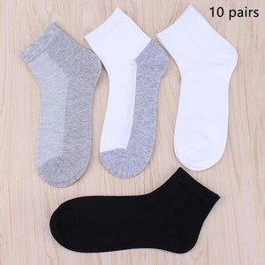 Chaussettes pour hommes 10 paires hommes respirant été confortable sport décontracté longueur mi-mollet chaussette coton mélange noir blanc gris