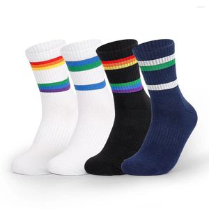 Calcetines para hombres 2 par / lote Algodón Terry Tenis para hombres Mujeres Tabla deportiva Bádminton Transpirable Alto Unisex Sox