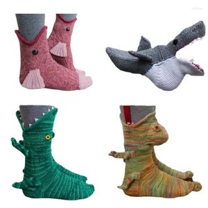 Chaussettes pour hommes 3D tricoté animal crocodile créatif mignon plancher coton et bébé mi-tube pour femmes