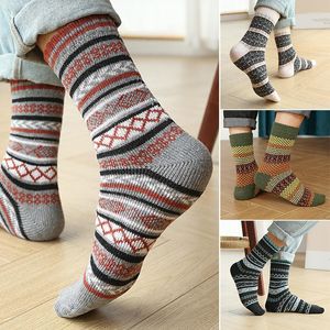 Chaussettes pour hommes 5 paires hommes automne et hiver épaissie arbre de noël laine Euramerican National vent-fleurs coton chaussette