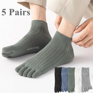 Calcetines para hombres 5 pares de verano Cinco dedos para hombres Punta de algodón delgada con dedos separados Tobillo de corte bajo Deportes de alta calidad