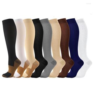 Calcetines de hombre 6 par/lote blanco negro gris medias de compresión compresión pierna de presión Unisex 15-20 Mmhg correr Nylon hombres mujeres deporte HUAYA