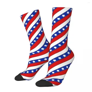 Chaussettes pour hommes, éléments de drapeau américain, drôle, hiver, chaud, dessin animé, motif de mode moyen