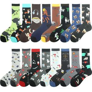 Chaussettes pour hommes Caractère Design professionnel Hommes drôles Happy Animal Skarpetki Crew Sokken Hip Hop Grande taille Meias Skateboard Divertidos