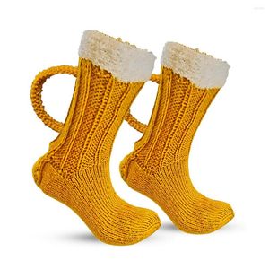 Chaussettes pour hommes, cadeau de noël, tasse de bière 3D, mignonne, unisexe, nouveauté, chaussettes chaudes d'hiver pour hommes et femmes