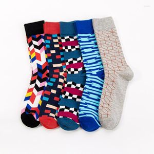 Chaussettes pour hommes Couleur MenWorkwear Cotton Crazy British Style Argyle Street Motif à rayures géométriques Harajuku Design Nouveauté Art Funnydress