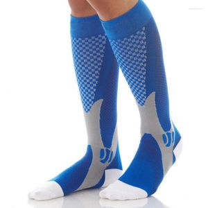 Calcetines para hombres Compresión para venas varicosas Mujeres Hombres Alivio de piernas Dolor Rodilla Medias altas Invierno Feliz