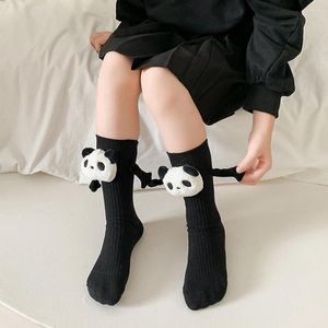 Calcetines de hombre lindo Panda/León tomados de la mano magnético suave elástico sólido medio tubo invierno niño cálido algodón para niños niñas