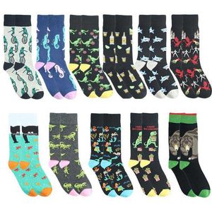 Chaussettes pour hommes Drop Ship Crew Chaussettes nt Grenouille Ours Brun T Rex Chat Poisson Dinosaure Feu Dragon Basketball Sirène Hippocampe Alcool T221011