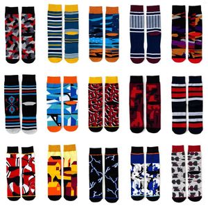 Calcetines de hombre Moda algodón peinado Hombres Skateboard Compresión Square Happy Dress Geometry Sox Mujer en venta