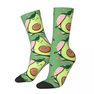 Chaussettes pour hommes Funny Crazy Sock For Men Meditation Relaxing Hip Hop Harajuku Avocado Yoga Happy Seamless Pattern Printed Boys Casual Gift