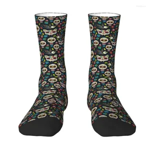 Chaussettes pour hommes drôle imprimé jour des morts gothique pour femmes hommes stretch été automne hiver mexicain sucre crâne équipage