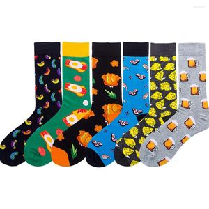 Chaussettes pour hommes heureux drôle coton pour hommes femmes imprimer fruits nourriture Art mignon avec avocat Sushi bière Harajuku