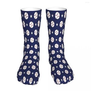 Calcetines de hombre Lucky Baseball azul rojo y blanco calcetín hombres mujeres medias de poliéster Sweetshirt personalizable