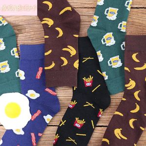 Calcetines de hombre de dibujos animados de plátano cerveza huevos fritos coloridos divertidos Harajuku japonés calle Hip Hop Vintage Casual calcetín de algodón