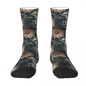 Calcetines de hombre, calcetín de patrón sin costuras con recorte de papel 3D de flores de color rosa pálido y azul, calcetín de poliéster para hombre y mujer, calcetín personalizable de Hip Hop