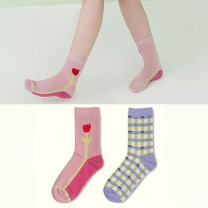 Chaussettes pour hommes printemps et été grand arbre magique Hy élégant petit treillis de fleurs frais Ins mignon coton japonais dans le Tube