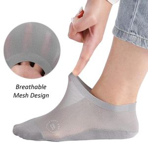 Chaussettes masculines ultra mince liner non slip no show Summer Summer hommes invisible silicone basse creux creux en mailles de glace respirante à glace