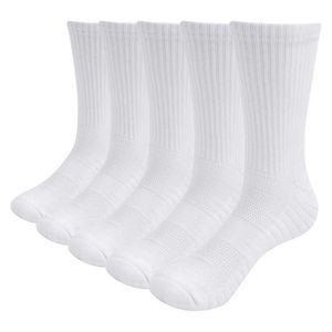 Calcetines de hombre YUEDGE Hombres 5 pares Color sólido Transpirable Cómodo Cojín de algodón Desodorante Crew Calcetines Trabajo Calcetines blancos 220923