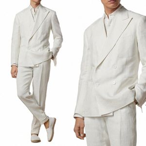 Costume pour hommes 2 pièces Blazer Pantalon Peaked Revers Double boutonnage Groom Formel Work Wear Slim Fit sur mesure Plus Size Costume Homme k2D7 #