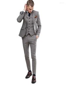 Trajes para hombres 2023 Tweed Coat pantalones Diseño 3 piezas (pantalones de chaleco de chaqueta) Men Boda Fit Slim Blazer pantalones Tuxedo