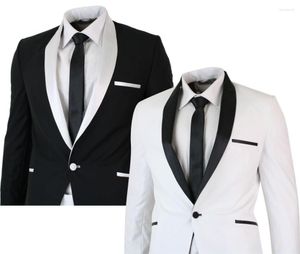 Trajes de hombre, chaqueta negra/blanca, pantalones, 2 piezas, chal, solapa, corte entallado, esmoquin informal, conjunto de novio, vestido de boda, fiesta de graduación de negocios