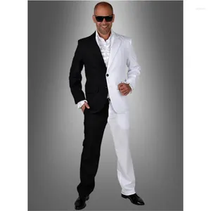 Costumes pour hommes Noir Blanc Patchwork Hommes Costume Slim Fit 2 Pièces Blazer Dernières Manteau Pantalon Designs Ternos Tuxedo Custom Made Groom Prom