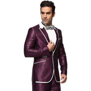 Costumes pour hommes Blazers Blazer Veste de sport Ensembles Slim Fit Hommes Vêtements Violet Satin Ternos Pour Mariage Moderne Hommes Robe Élégante 2 Pièce 230705