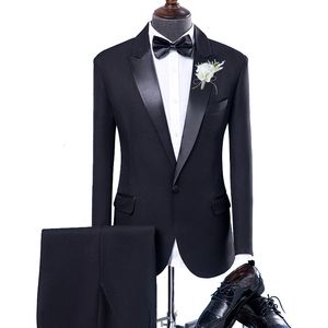 Trajes de hombre Blazers Marca Negro Trajes para hombre Clásico Novio Traje de boda 2 piezas Conjunto Formal Cena de graduación Blazer Vestido Esmoquin Slim Fit Chaqueta Pantalones 230303