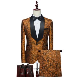 Trajes de hombre Blazers Business Jacquard Suit 2 piezas de gran tamaño 6XL-S Gentleman Wedding Banquet Party Prom Dress Men Blazers Jacket and Pants 230727