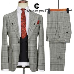 Costumes Hommes Blazers Cenne Des Graoom Classique Glen Plaid 3 Pièces Vintage Hommes Costumes Blazer Noir Gilet Pantalon Sur Mesure Pour Réunion Quotidienne Mariage 230328