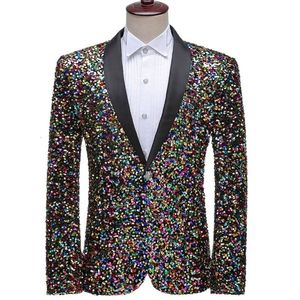Men S Suits Blazers Colorido Glitter Sequin Tuxedo Blazer Blazer Hombres Luxury Mens Shawl Vestido Traje Traje Fiesta de bodas Disfraz de boda 230814