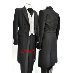 Costumes pour hommes Blazers Hot Selling Black Mens Robe de mariée Tai-Coat Grooms Set Double Coffre 3 pièces (veste + débardeur + trousseau) en 2022 Q240507