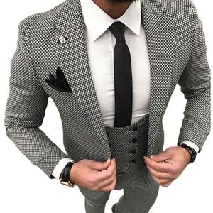 Trajes de hombre Blazers Pata de gallo por encargo para hombre Vestidos de traje a cuadros A medida tejido negro Hounds Tooth Check boda hombres trajes jacketpantsvest 230222